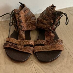 Women's Tan Leather Strappy Sandals